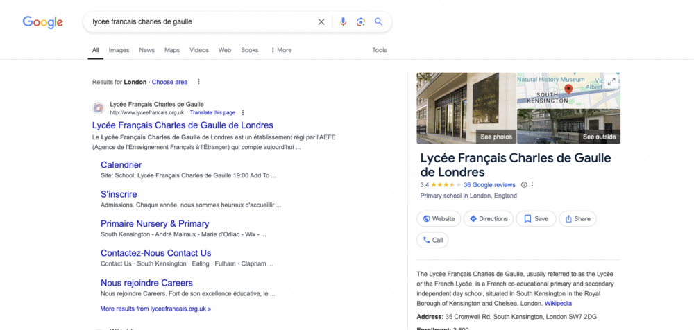 Image showing how Google Business listings appear in a Google search. Taken from our article about the end of the Google Trusted Photographer scheme.