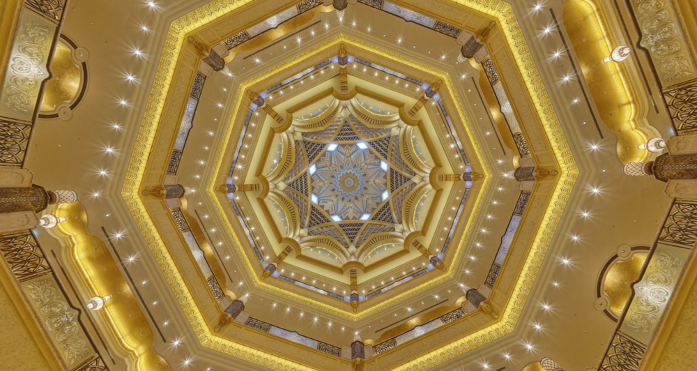 The most expensive hotel in the world - Emirates Palace, Abu Dhabi. View high above the main atrium.